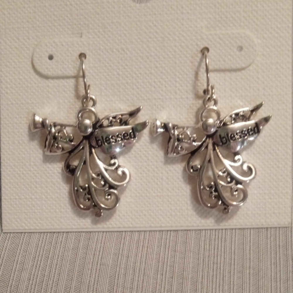 Madison Silver Angel Earrings - Picture 3 of 4